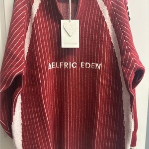 Aelfric Eden Burgundy and White V-Neck Sweater